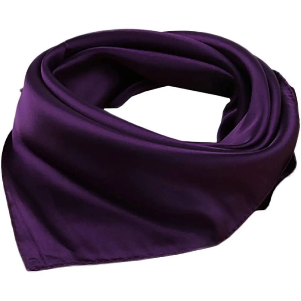 X&F Women's Solid Stain Charmeuse Neckerchief Square Scarf 23" 23" | Multiple Colors