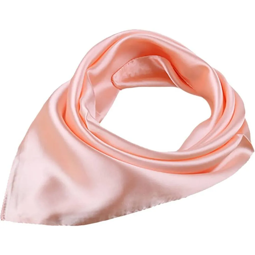 X&F Women's Solid Stain Charmeuse Neckerchief Square Scarf 23" 23" | Multiple Colors