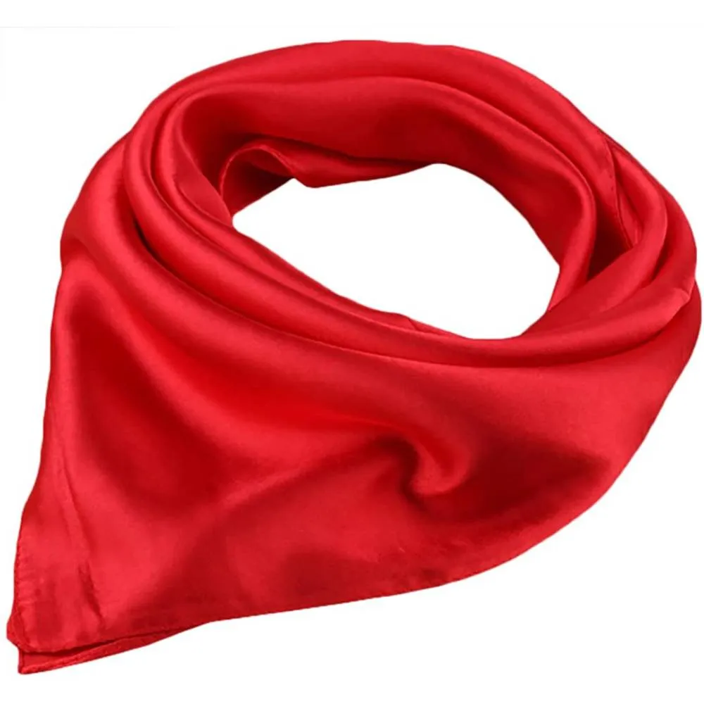X&F Women's Solid Stain Charmeuse Neckerchief Square Scarf 23" 23" | Multiple Colors