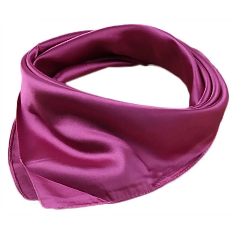X&F Women's Solid Stain Charmeuse Neckerchief Square Scarf 23" 23" | Multiple Colors