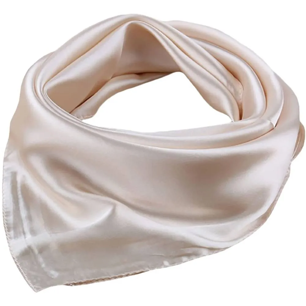 X&F Women's Solid Stain Charmeuse Neckerchief Square Scarf 23" 23" | Multiple Colors