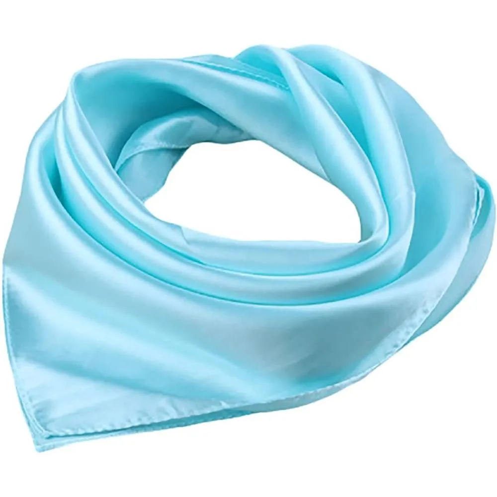 X&F Women's Solid Stain Charmeuse Neckerchief Square Scarf 23" 23" | Multiple Colors