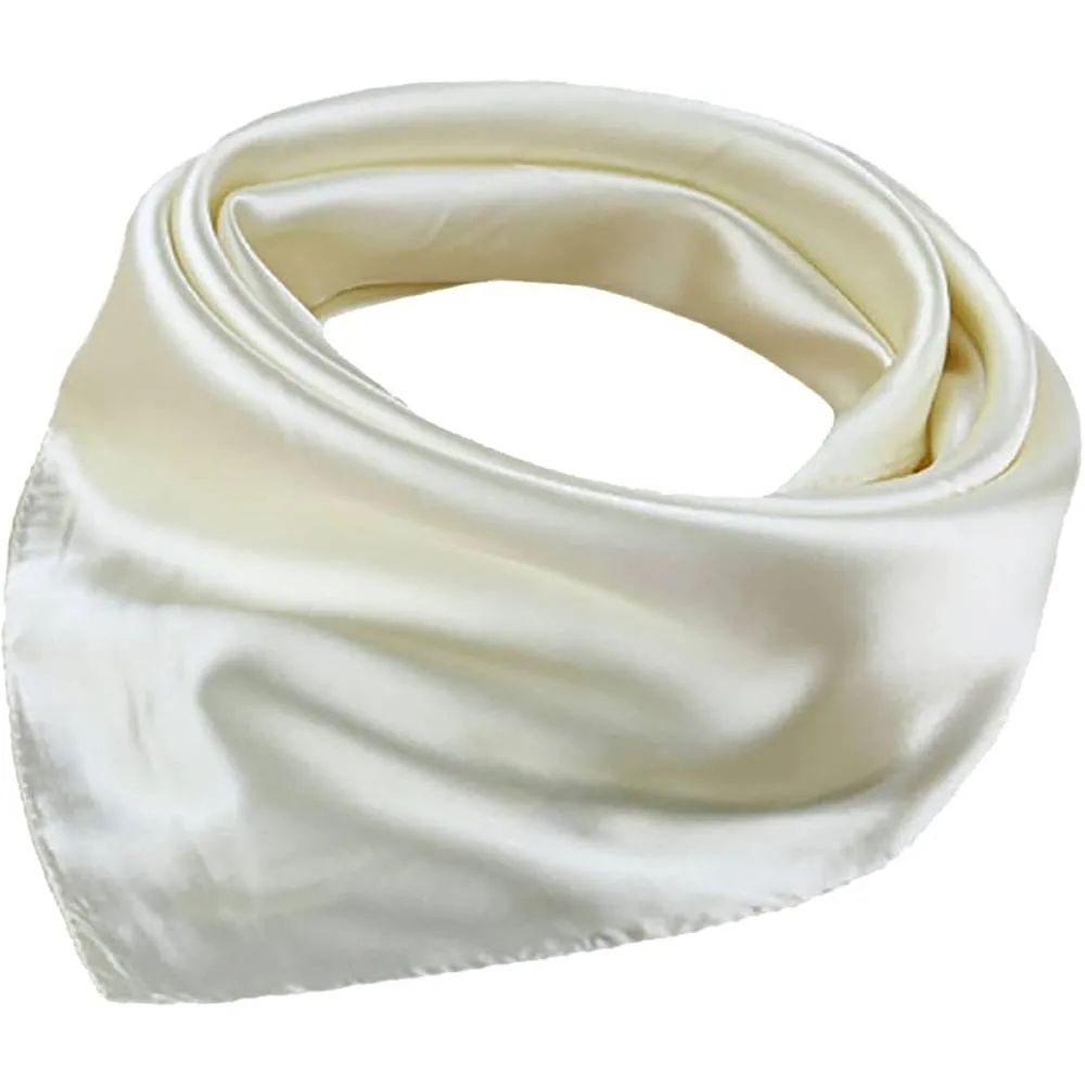 X&F Women's Solid Stain Charmeuse Neckerchief Square Scarf 23" 23" | Multiple Colors