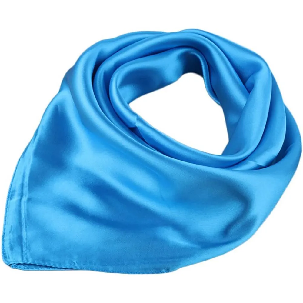 X&F Women's Solid Stain Charmeuse Neckerchief Square Scarf 23" 23" | Multiple Colors