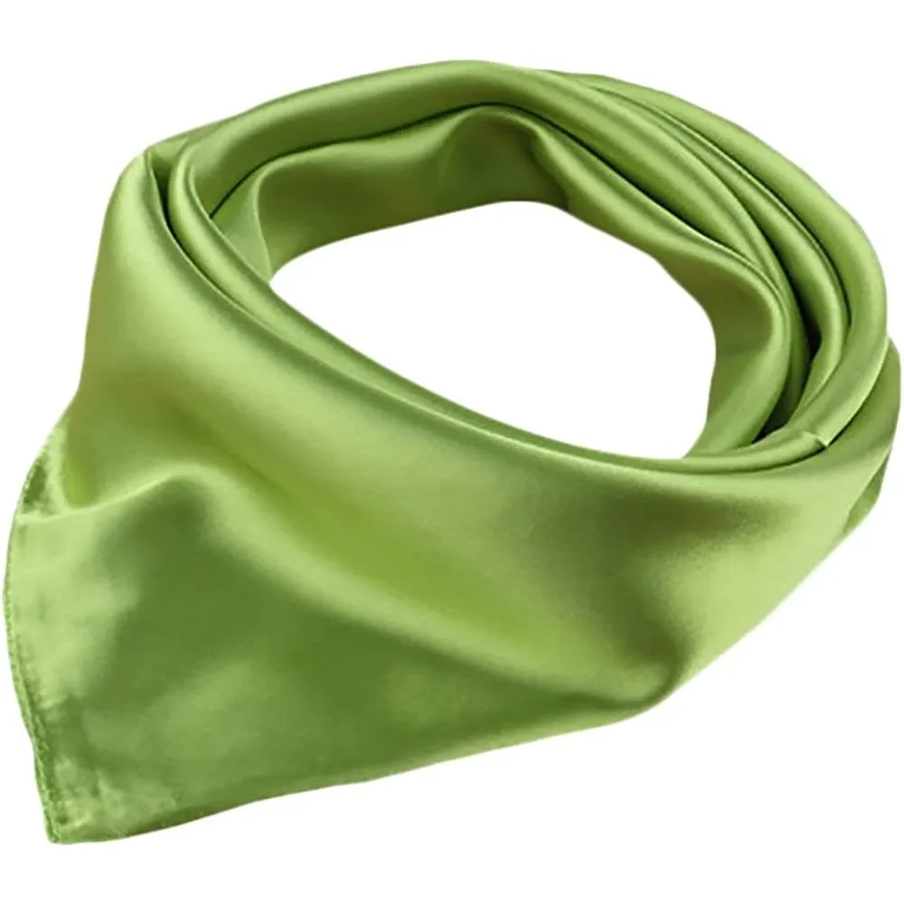 X&F Women's Solid Stain Charmeuse Neckerchief Square Scarf 23" 23" | Multiple Colors