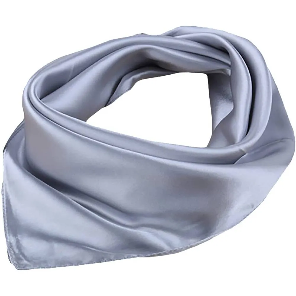 X&F Women's Solid Stain Charmeuse Neckerchief Square Scarf 23" 23" | Multiple Colors