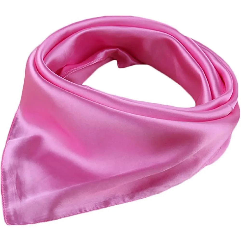 X&F Women's Solid Stain Charmeuse Neckerchief Square Scarf 23" 23" | Multiple Colors
