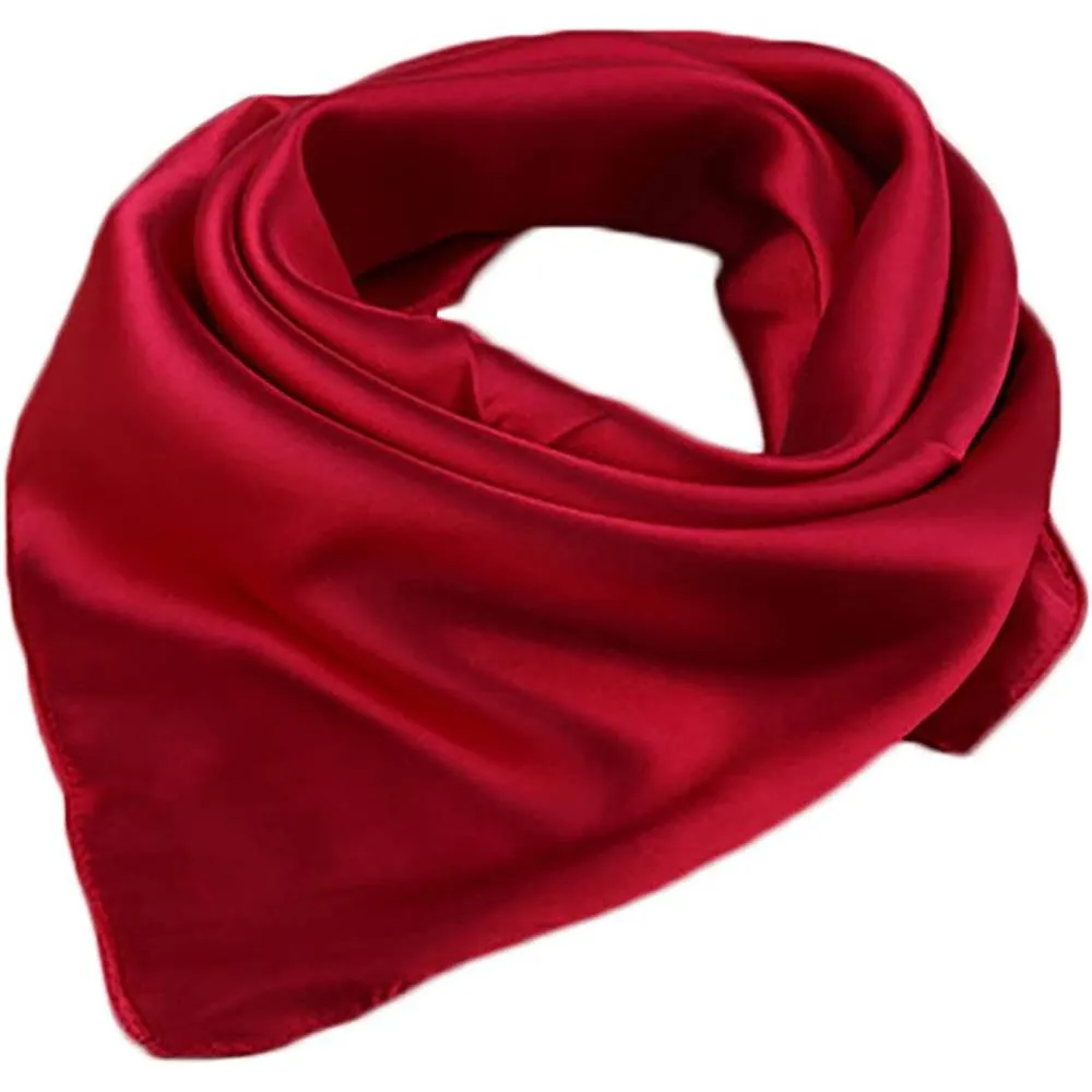 X&F Women's Solid Stain Charmeuse Neckerchief Square Scarf 23" 23" | Multiple Colors