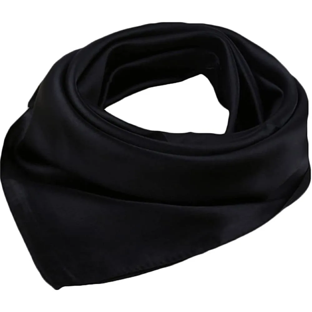 X&F Women's Solid Stain Charmeuse Neckerchief Square Scarf 23" 23" | Multiple Colors