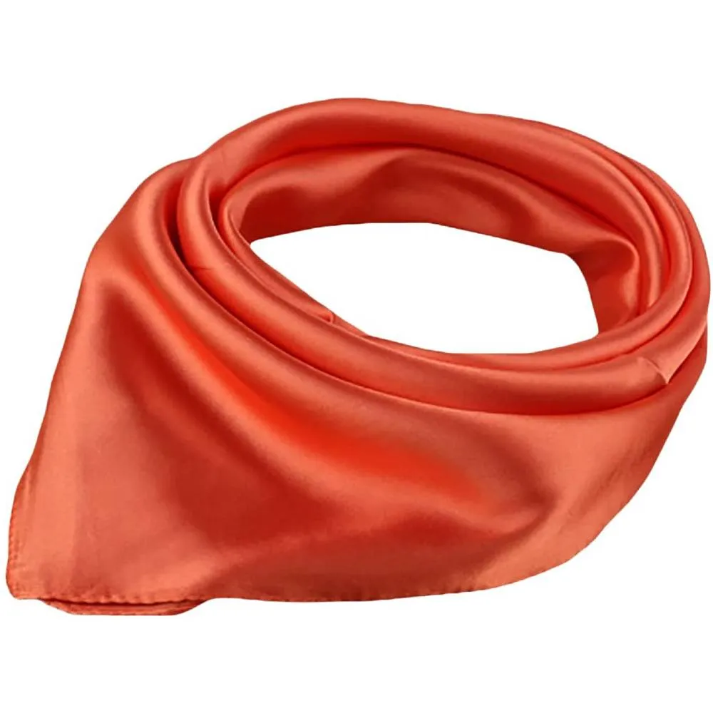 X&F Women's Solid Stain Charmeuse Neckerchief Square Scarf 23" 23" | Multiple Colors