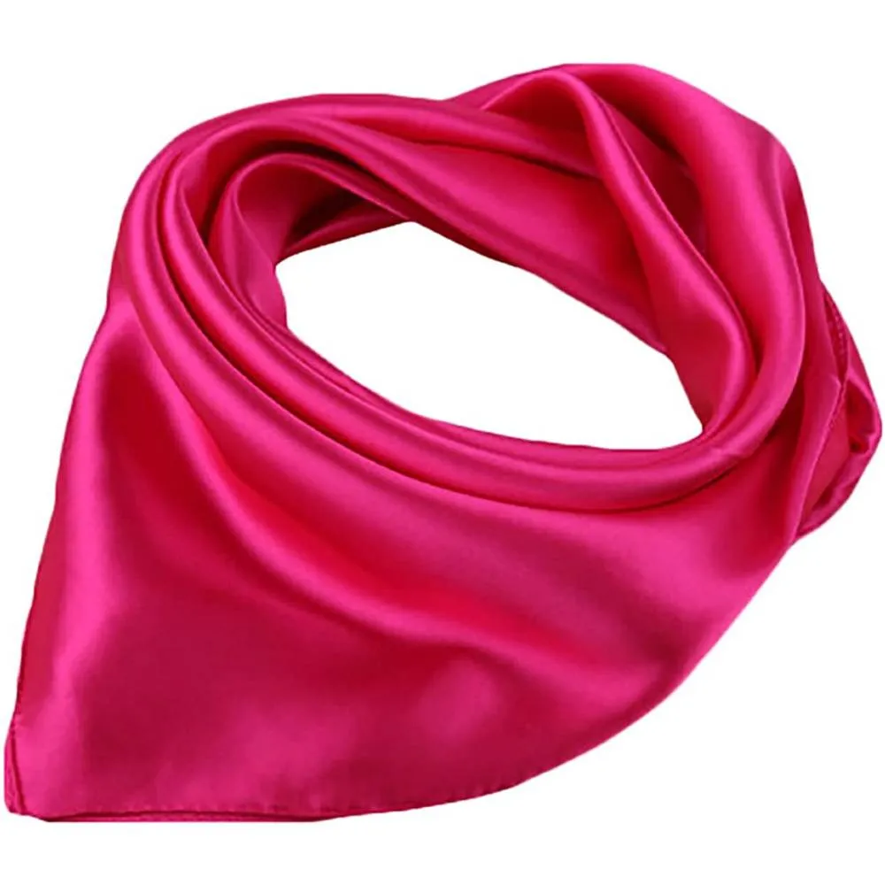 X&F Women's Solid Stain Charmeuse Neckerchief Square Scarf 23" 23" | Multiple Colors