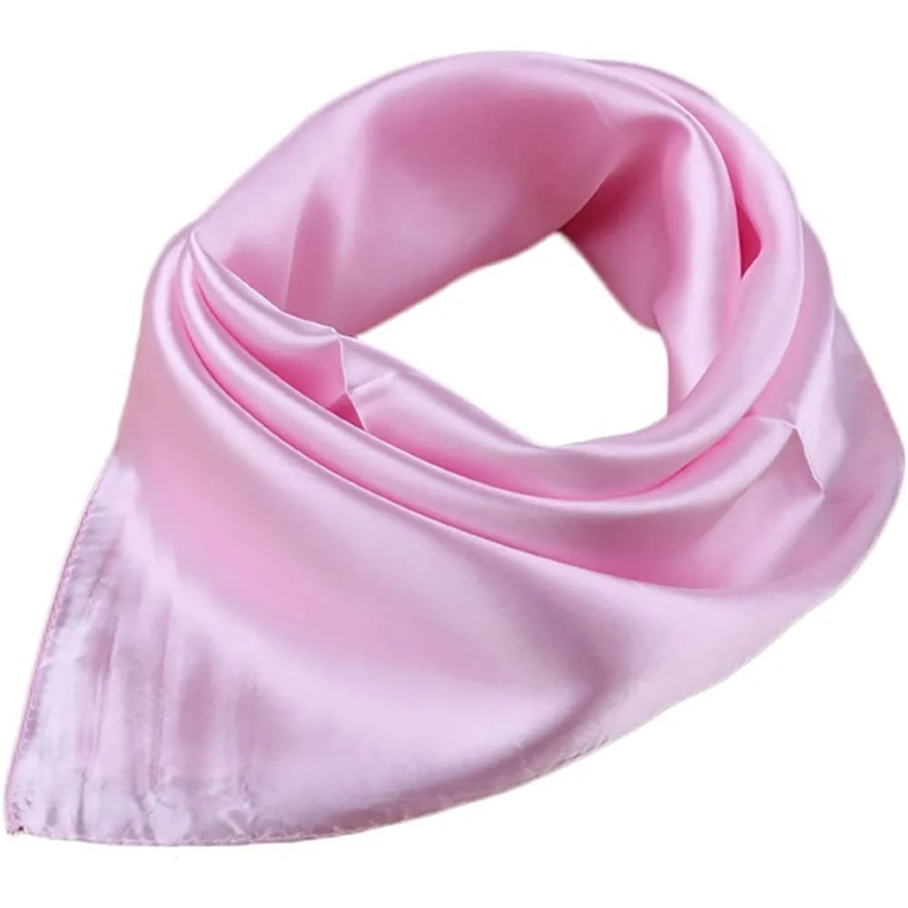 X&F Women's Solid Stain Charmeuse Neckerchief Square Scarf 23" 23" | Multiple Colors
