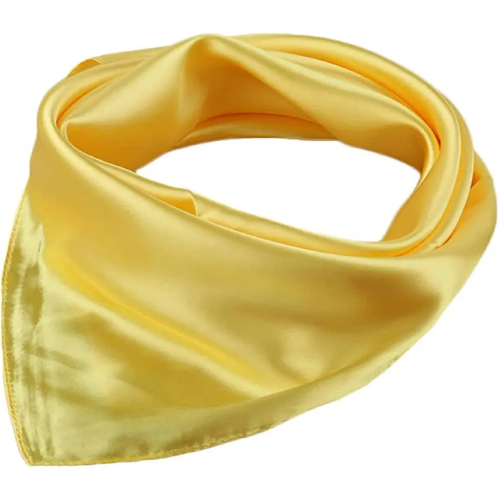 X&F Women's Solid Stain Charmeuse Neckerchief Square Scarf 23" 23" | Multiple Colors