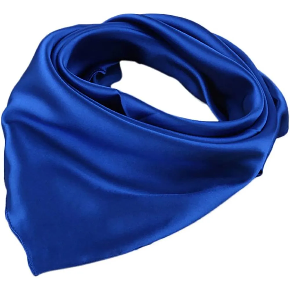 X&F Women's Solid Stain Charmeuse Neckerchief Square Scarf 23" 23" | Multiple Colors