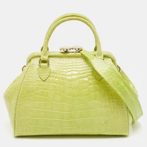 Yellow Green Alligator Mini Stam Satchel