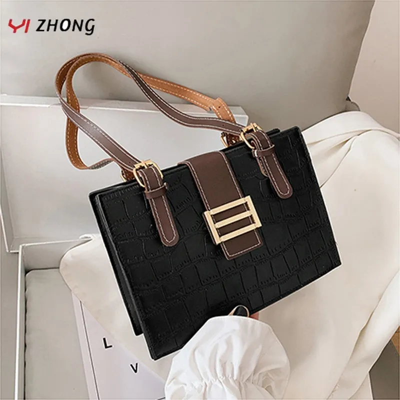 YIZHONG Leather Handbags Women Bags Desinger Trendy Retro Shouder Bag Ladies Bags for Shopping Small Square Bag.sacos
