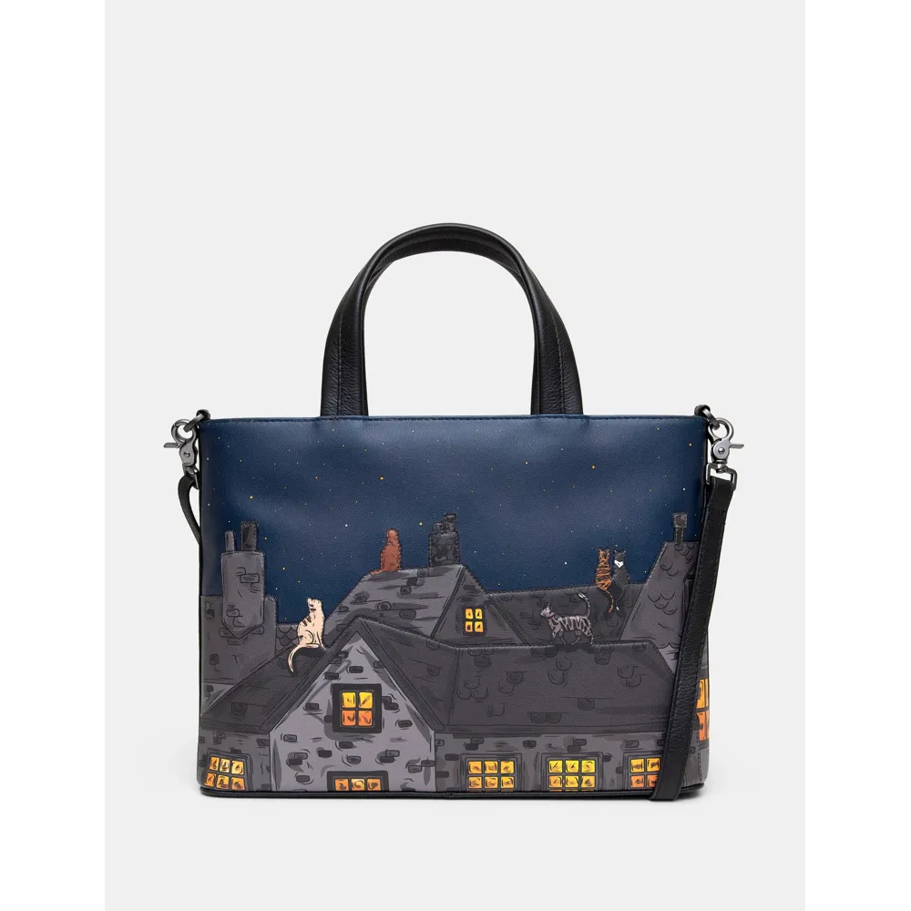 Yoshi Stargazing Cats Leather Multiway Grab Bag