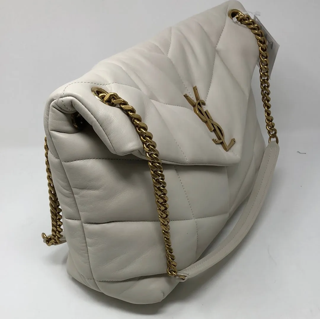 YSL Cream Soft Leather Sintra SPORT with Gold Hardware