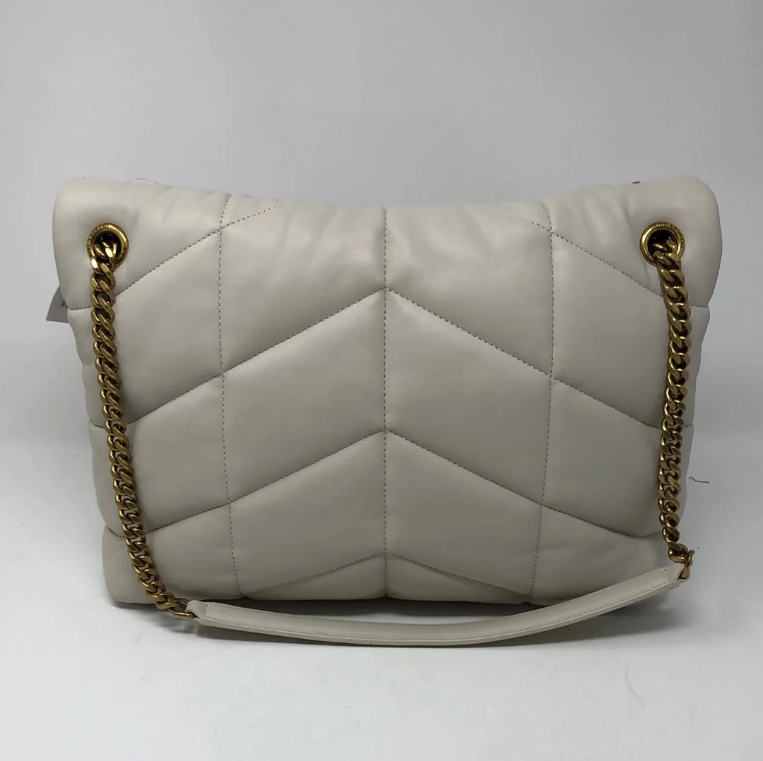 YSL Cream Soft Leather Sintra SPORT with Gold Hardware