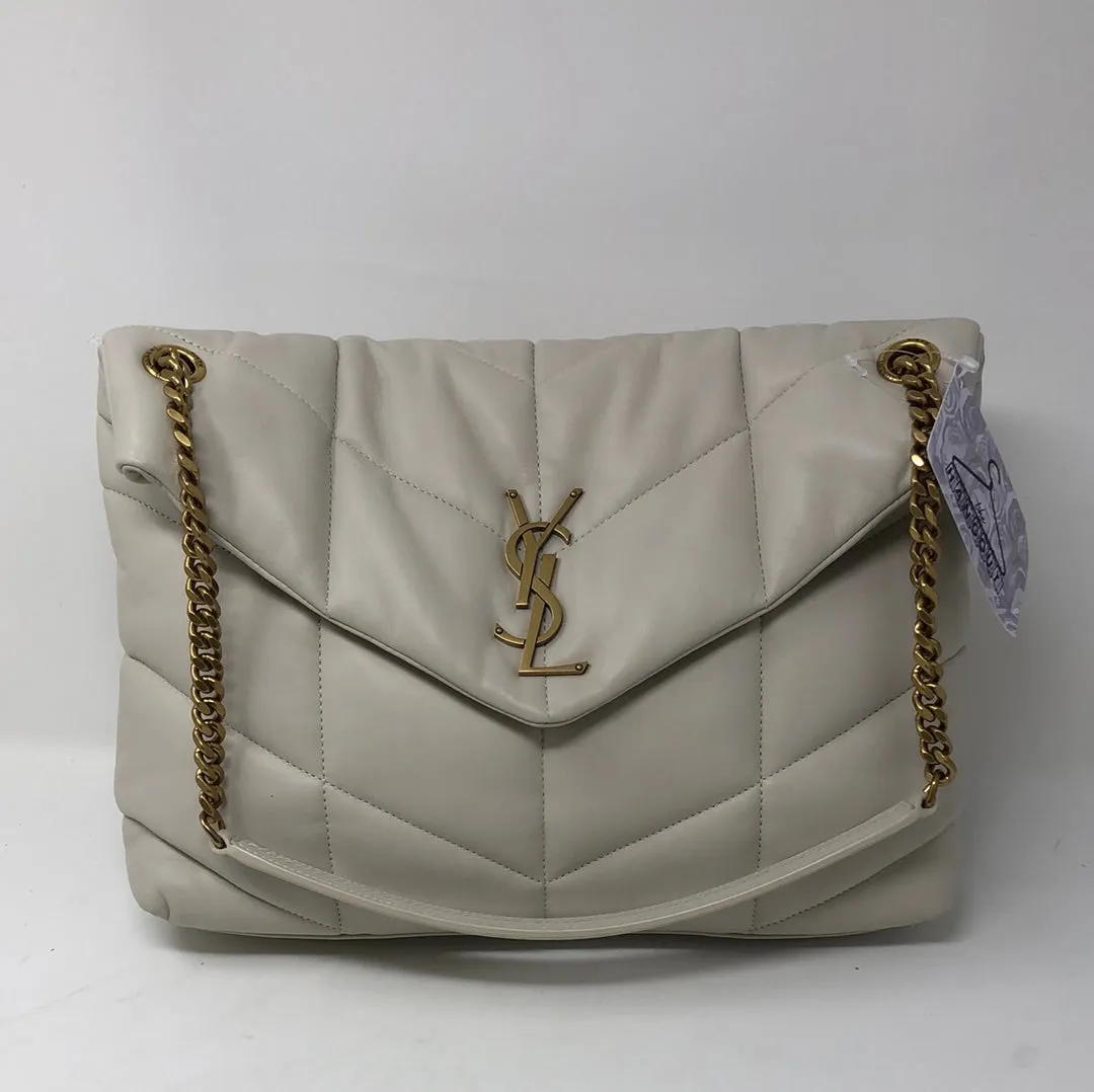 YSL Cream Soft Leather Sintra SPORT with Gold Hardware