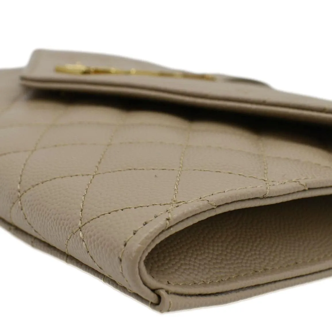 YVES SAINT LAURENT Envelope Flap Matelasse Leather Shoulder Bag Beige