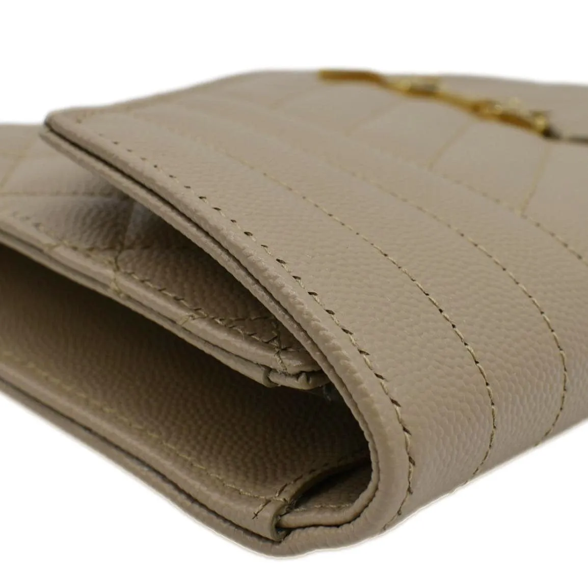 YVES SAINT LAURENT Envelope Flap Matelasse Leather Shoulder Bag Beige